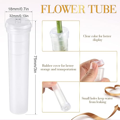 Miniatura 3 de Thenshop Juego de 400 bolsas de flores a granel para boda, 200 bolsas de papel de regalo de flores individuales, 200 tubos de agua de flores de