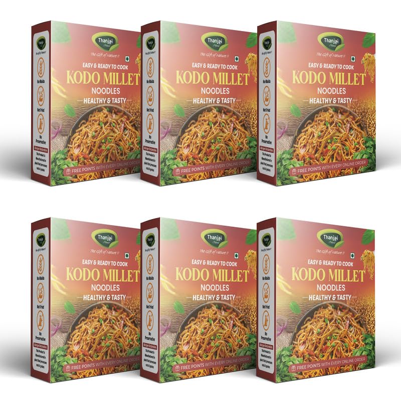 Image of Thanjai Natural Kodo Millet Noodles 180 Grams X 6 (1080 Grams) of Homemade Natural Noodles (No Preservatives, No Chemicals, No Artificial Extract)