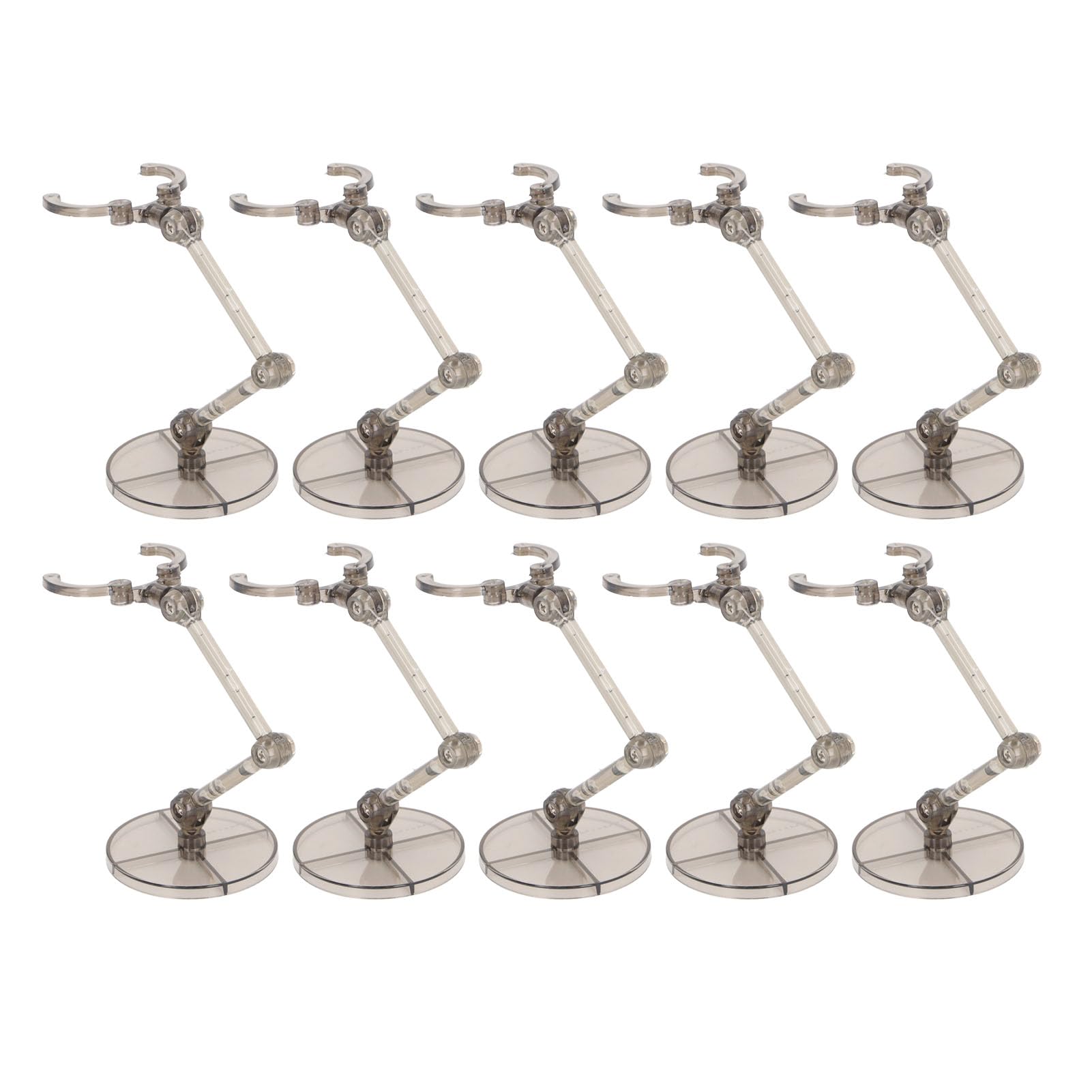 Jelquix 10 Pack Action Figure Stands, Doll Display Holders Movable Doll Support Frame for 6 Inch with Plastic Adjustable Base, Ideal for Collectors (Transparent Black)