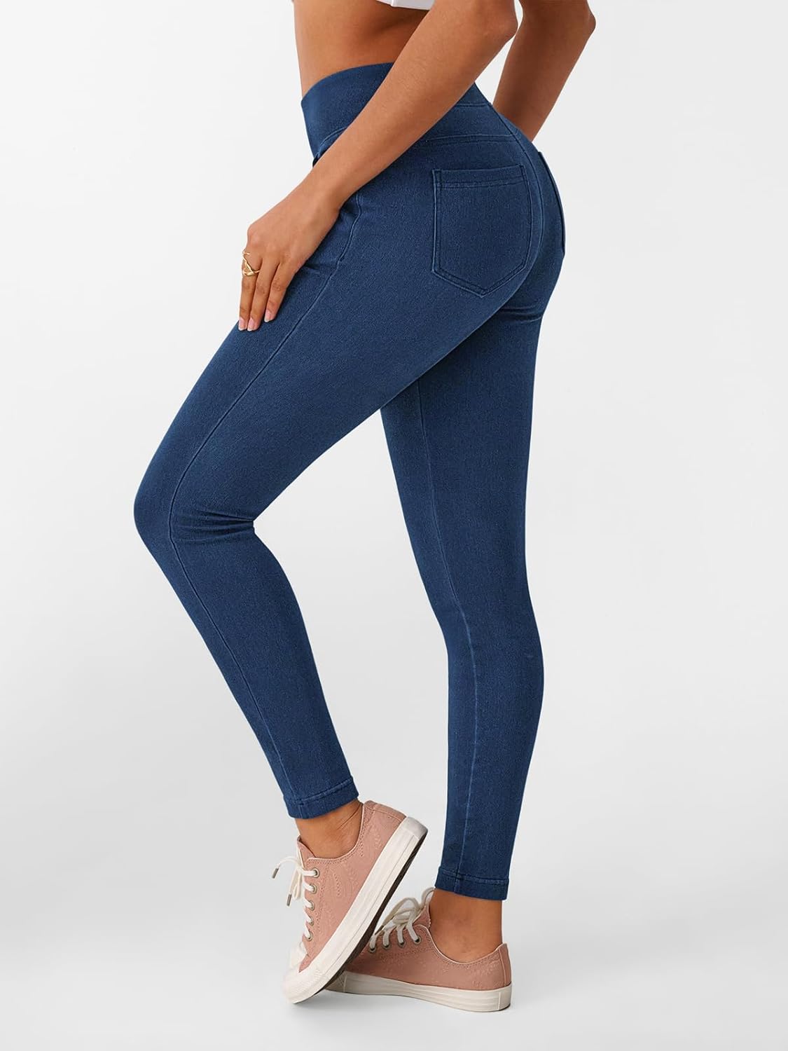 LILLUSORY Womens Jeggings High Waisted Stretch Jeans Skinny Tummy Control Denim Leggings with Pockets Trendy Pants - Image 4