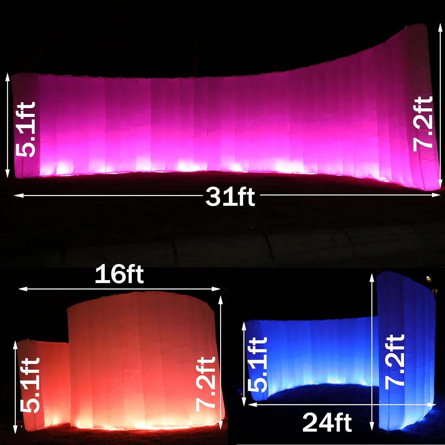 Inflatable Photo Booth Spiral(White,10 * 8.85 * 5ft/7ft), Staelea Led Light Strip（16 Color Changes） Inflatable Photo Booth Wall with Blower for Weddings Event Advertising Display