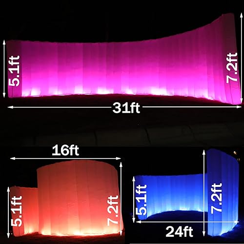 Miniatura 3 de Espiral inflable para cabina de fotos (blanco, 10 x 8.85 x 5 pies/7 pies), tira de luz LED staelea (16 cambios de color), pared inflable para cabina