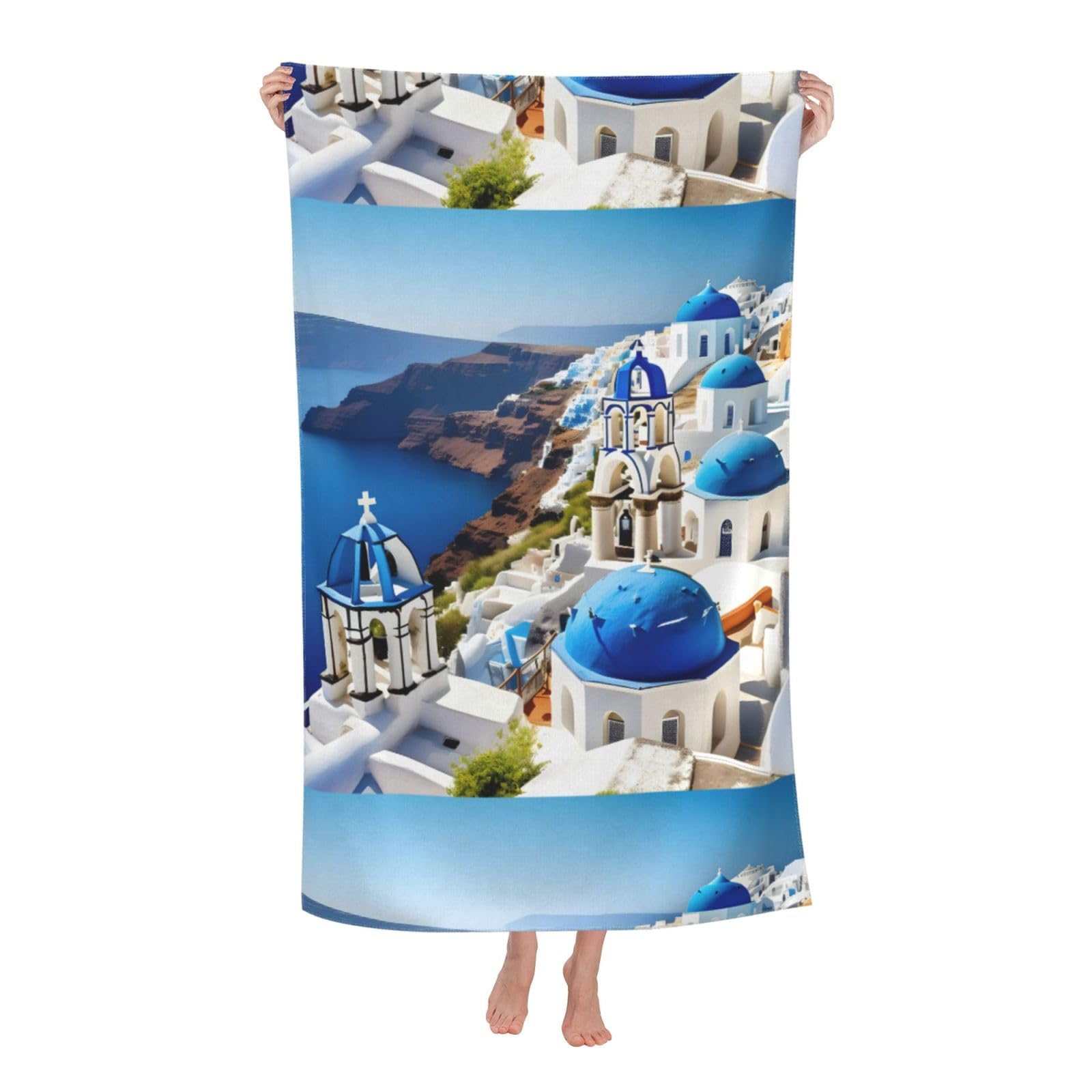 Cbaaghh Greek Island Sea View Print Adult Beach Towels,Beach & Pool Towel,Beach Towels,Towels For Camping