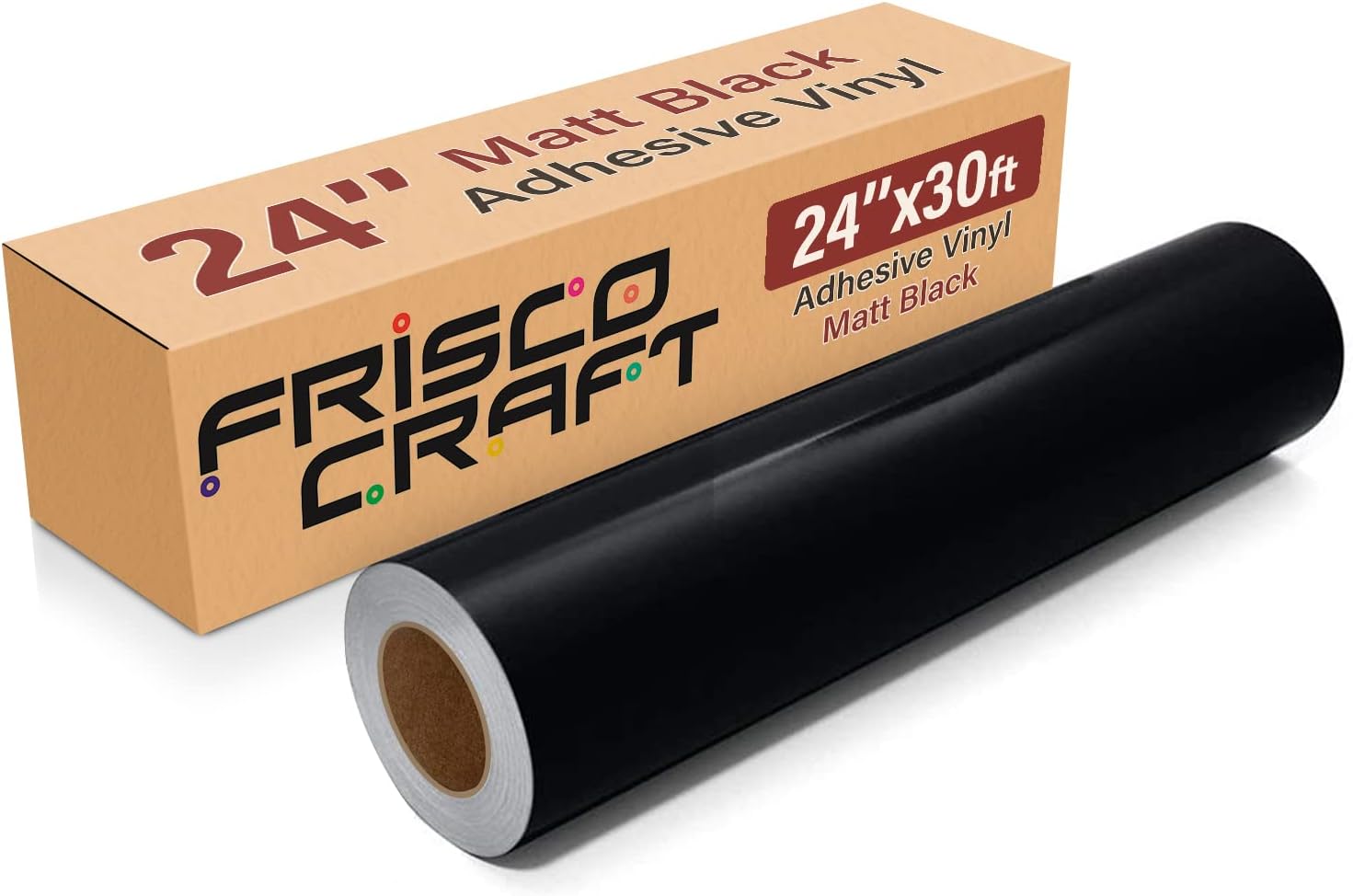 Frisco Craft Matte Black Permanent Vinyl - Black Vinyl Roll - Permanent Outdoor, Water & Weather-Resistant with Siliconized Backing - Adhesive, Matte (24" x 30ft)