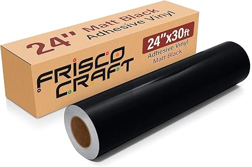 Frisco Craft Vinilo permanente negro mate, rollo de vinilo negro, vinilo permanente para exteriores, resistente al agua y a la intemperie, con