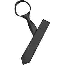 Men's Pre-Tied Necktie, 2.35" Adjustable Zipper Tie Black Ties for Men, Skinny Tie for Wedding, Graduation