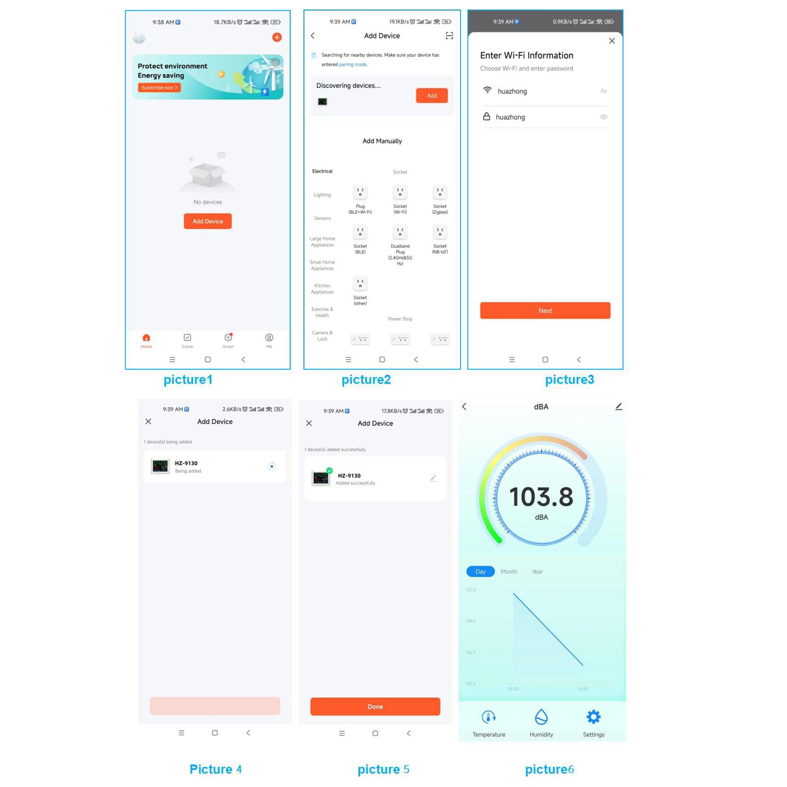 Fafeicy Misuratore di Rumore Digitale Fonometro WiFi con App TY Ampio Schermo Retroilluminato Gamma 30-130 DB per Uffici di Produzione (Spina europea)
