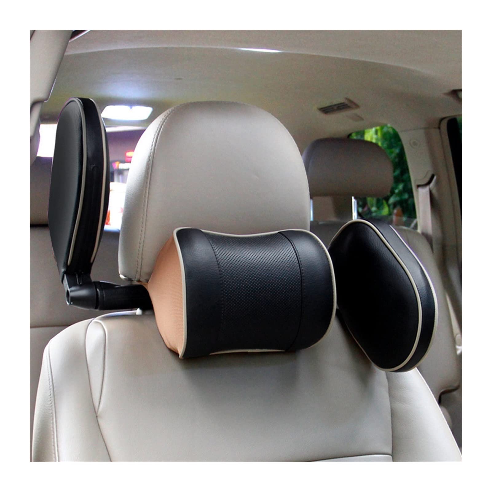 Voiture Cou Appui-tête Dossier Coussin Support de siège Appui-tête Siège Dossier Oreiller Cou Voyage Coussin de Couchage Enfant Adulte (Color : Black Side Pillow)