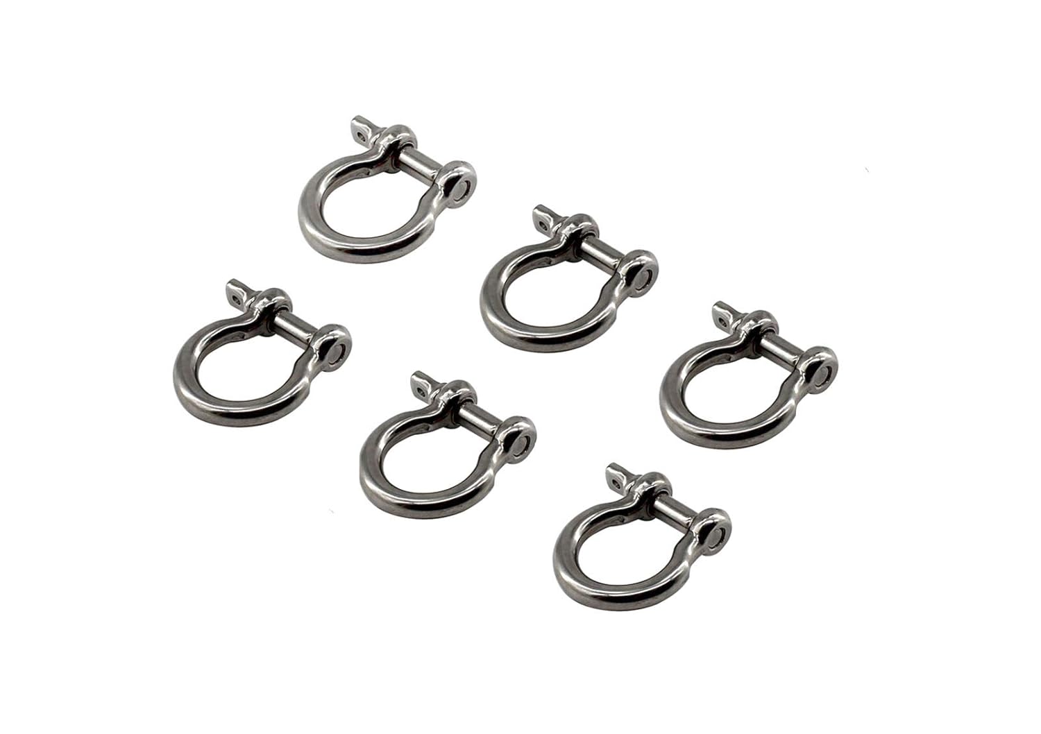 304 Stainless Steel Bow Shaped Shackle M8(5/16") Screw Pin Anchor Load Clamp Heavy Duty Construction Lifting Lock for Chains, Cable Wire, Ropes Pack of 6: Industrial & Scientific