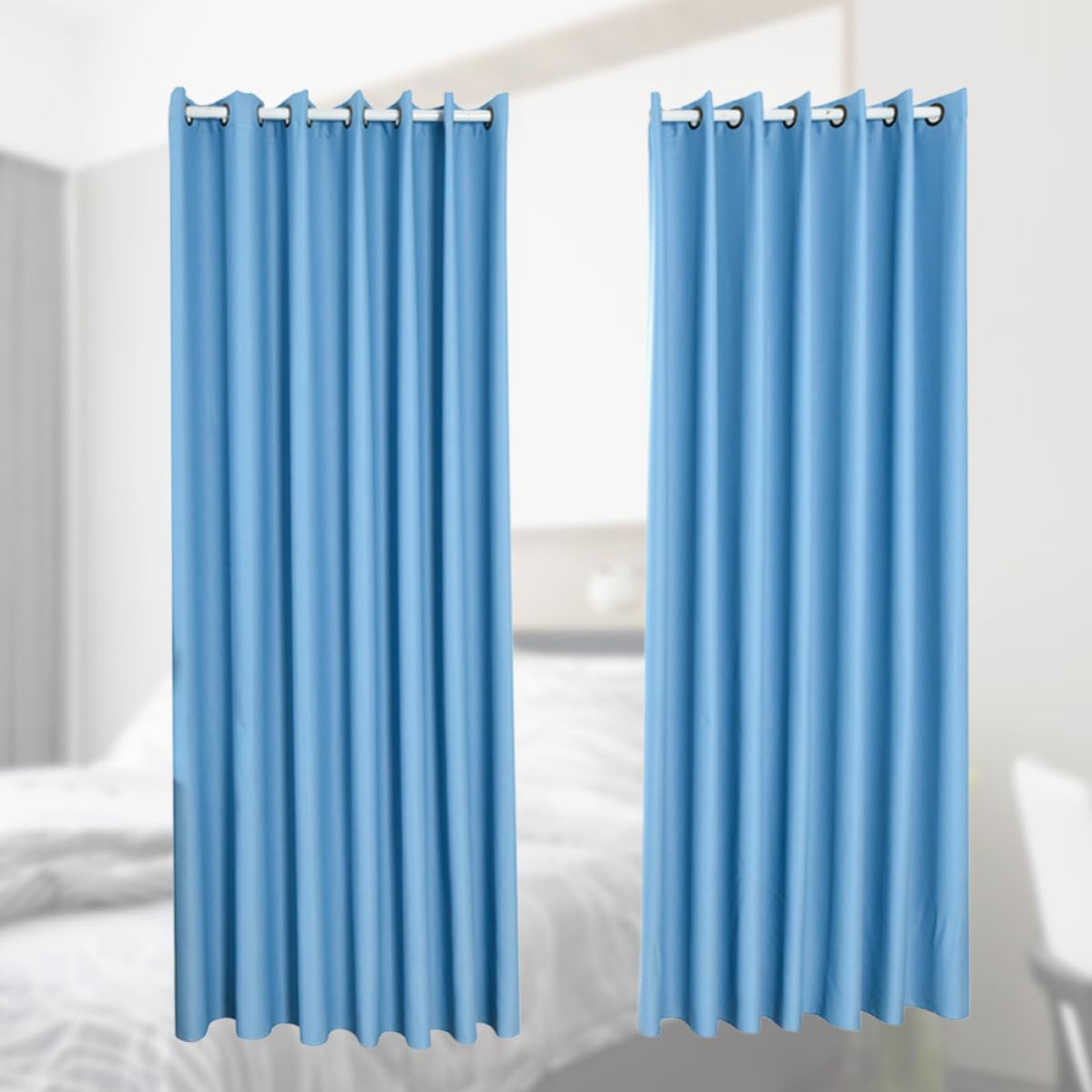 SHINEOFI 2 Stück Verdunkelungsvorhang Blau Dekorativer Vorhang aus Polyester Pack Lichtundurchlässig für Schlafzimmer und Zuhause