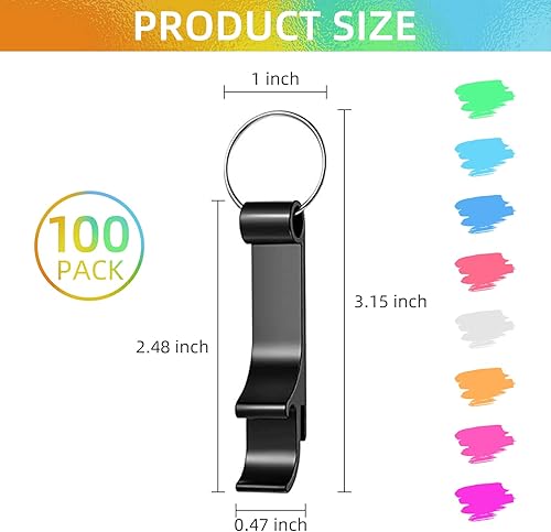 Miniatura 2 de Paquete de 100 llaveros abrebotellas a granel, abrebotellas de cerveza coloridos, llavero de metal, abridor de botellas de bebidas, abrebotellas