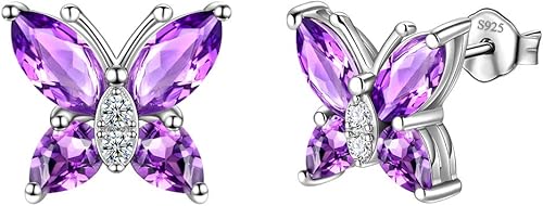 Aurora Tears Butterfly Jewelry,Women 925 Sterling Silver Butterflies Birthstone Pendant NecklaceEarringsRings Wedding Gift