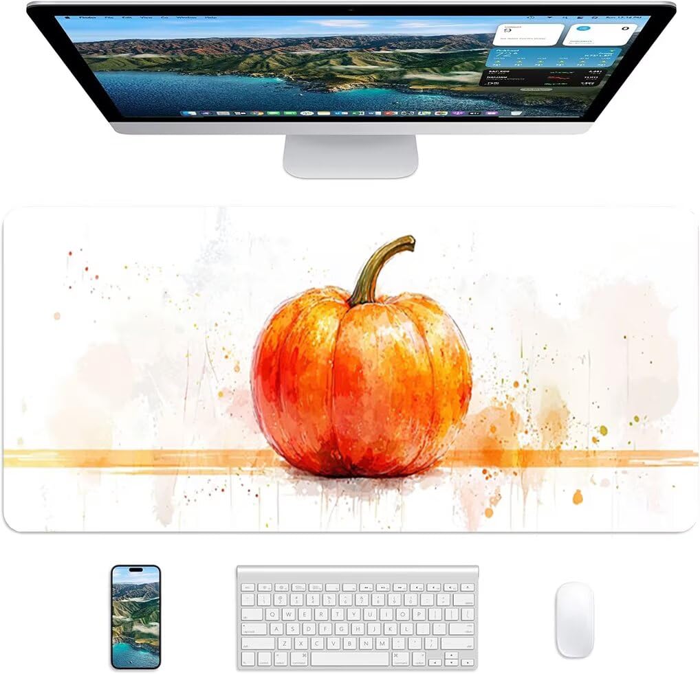 Wxuaixnn Halloween Tappetino Mouse Gaming XXL 160x80cm Impermeabile Tappeto Mouse con Base in Gomma Antiscivolo, Non-Slip Rubber Base, Bianco Mousepad XXL per Gamer e Ufficio -10130
