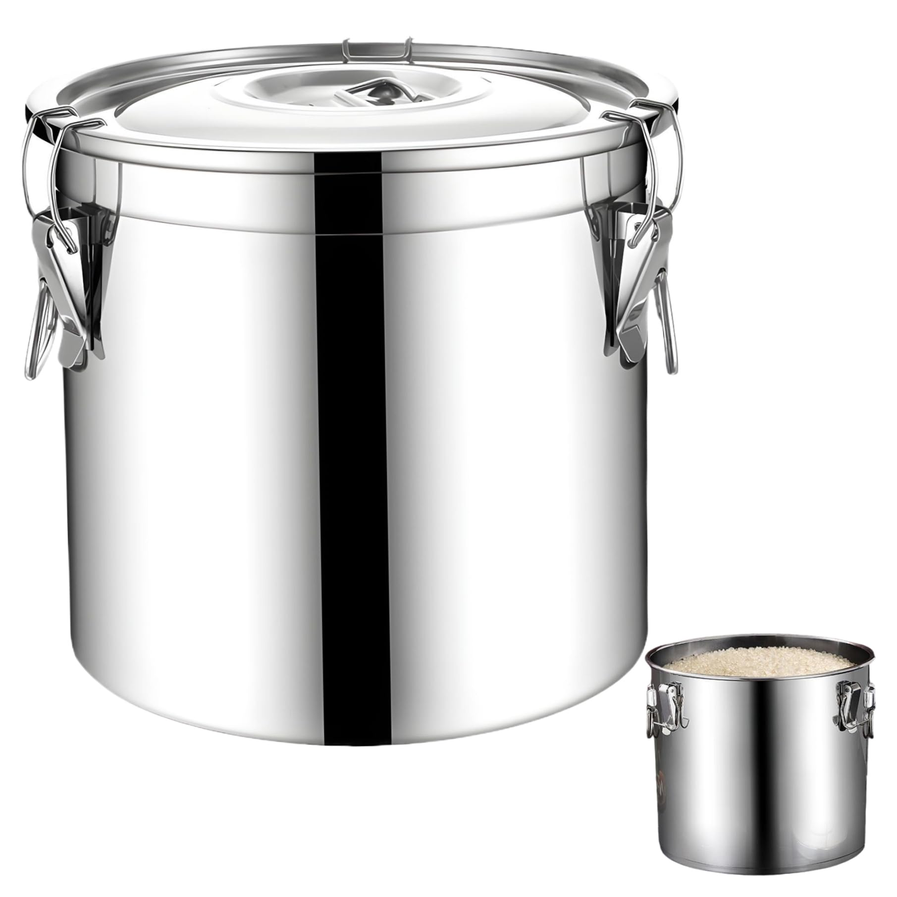 Bucket de Acero Inoxidable hermético, contenedores de Almacenamiento de Alimentos 6L con Tapa hermética, frascos de Almacenamiento para arroz, harina y Cereales