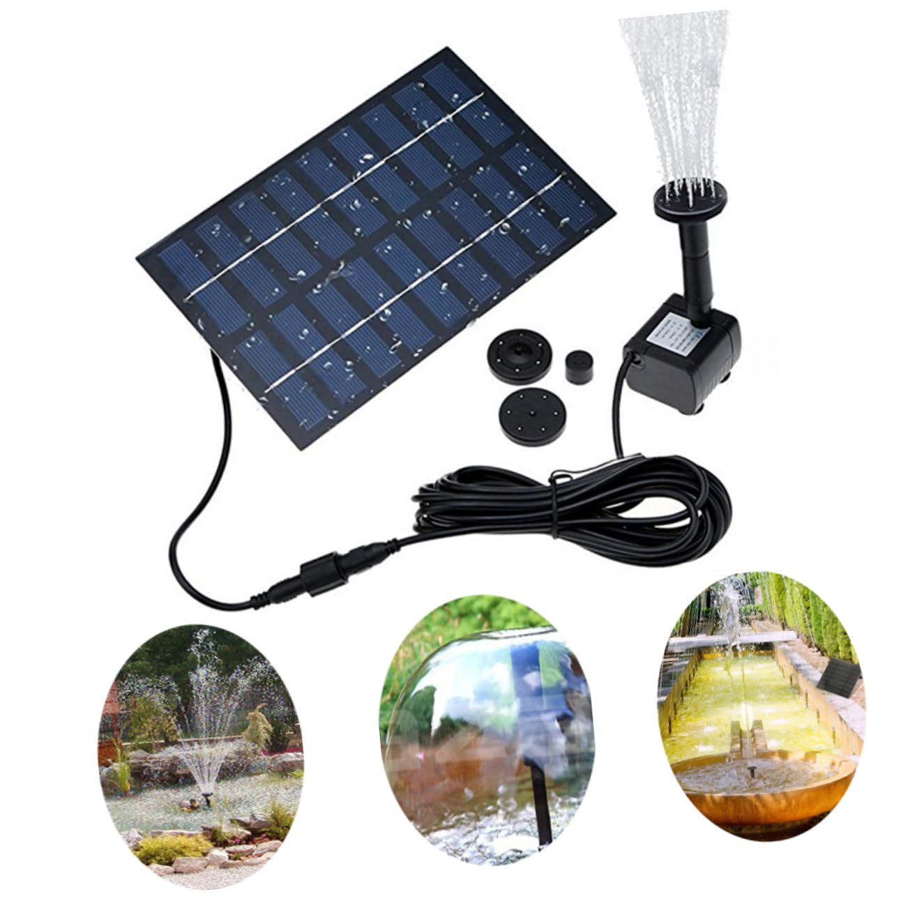 Pompa Fontana Solare per Laghetto 9v 1, 8w in Vetro Temperato