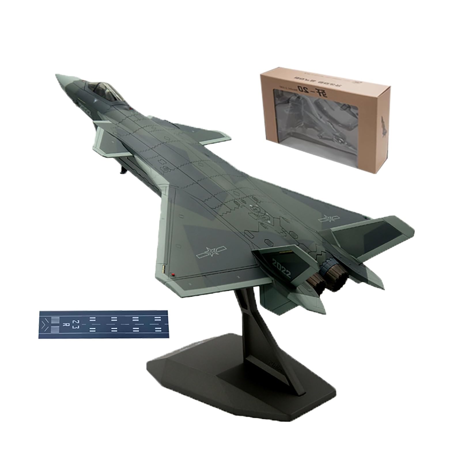 J-20 odlewany ciśnieniowo samolot bojowy, skala 1:100/72/60/48, duży model samolotu, model samolotu bojowego siły powietrzne, miniaturowy montaż, hobby z podłączanym torem(1:100)