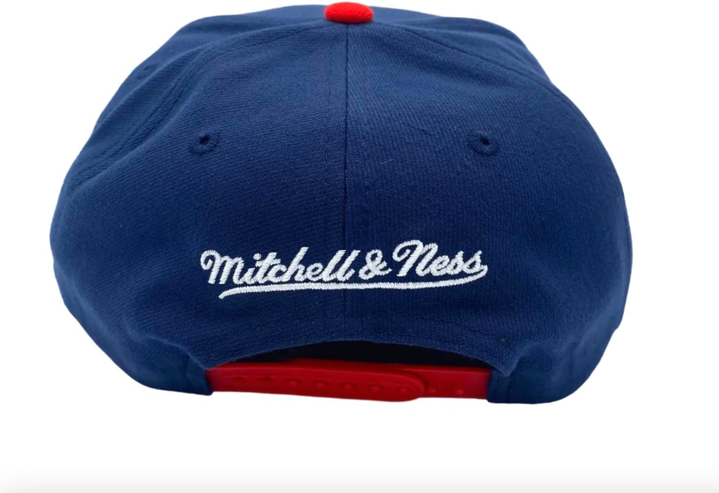Mitchell & Ness Washington Capitals NHL 2 Tone Side Patch Snapback Hat Cap - Navy/Red - Image 4