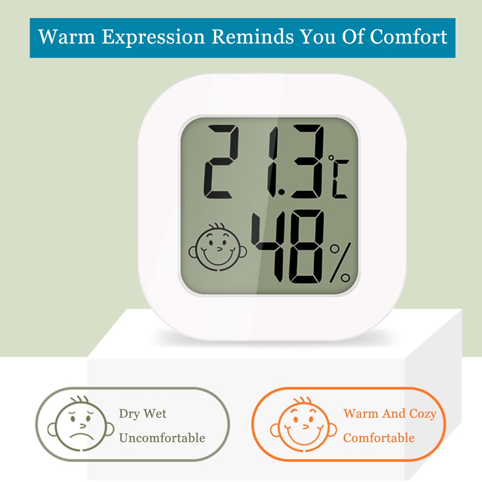 Hygrometer Thermometer 4-tlg Digital - Luftfeuchtigkeitsmesser Mit Smiley LCD Display