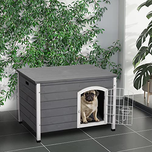 Hundehütte PawHut für kleine Hunde mit Tür und Gitterbox