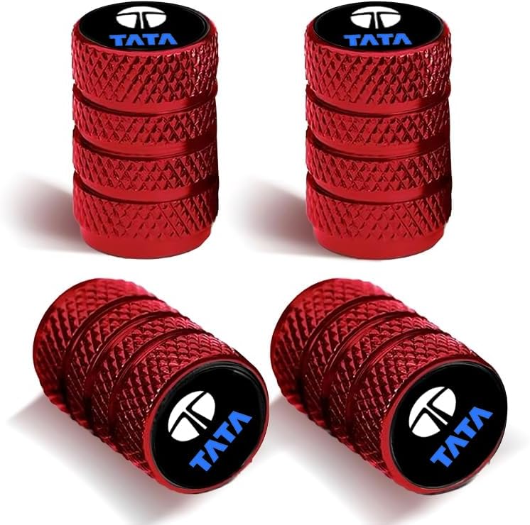 Greenworld Premium Red Metal Car Tyre Valve Cap Air Cap Car Tyre Valve