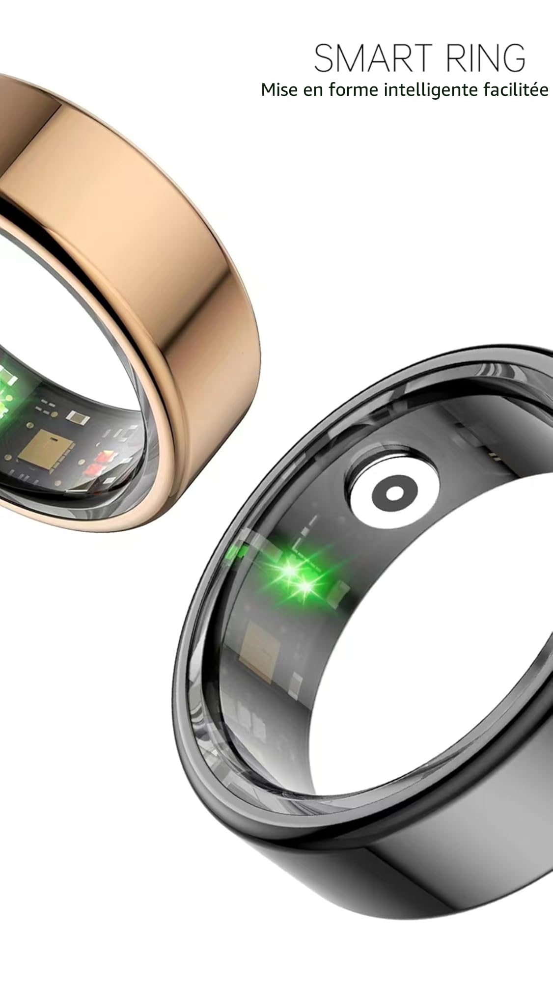 Bague Intelligente IP68 pour Homme et Femme avec Sommeil, fréquence Cardiaque, Pression artérielle, Compteur de Pas, Bluetooth, pour iPhone 16, 15, 14, 13 Pro Max, etc., Noir #7