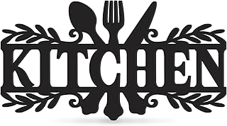 KOYILTD Kitchen Sign,Dining Room Wall Decor Rustic Metal Kitchen Decor Sign,Kitchen Word Art Farmhouse Cooking (black classic)