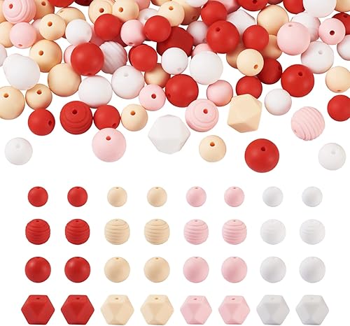 Vista 23 de Mega Pet 60 cuentas redondas de silicona hexagonales de 0.59 pulgadas (0.591 in), cuentas redondas de silicona de 0.55 pulgadas (0.551 in), cuentas