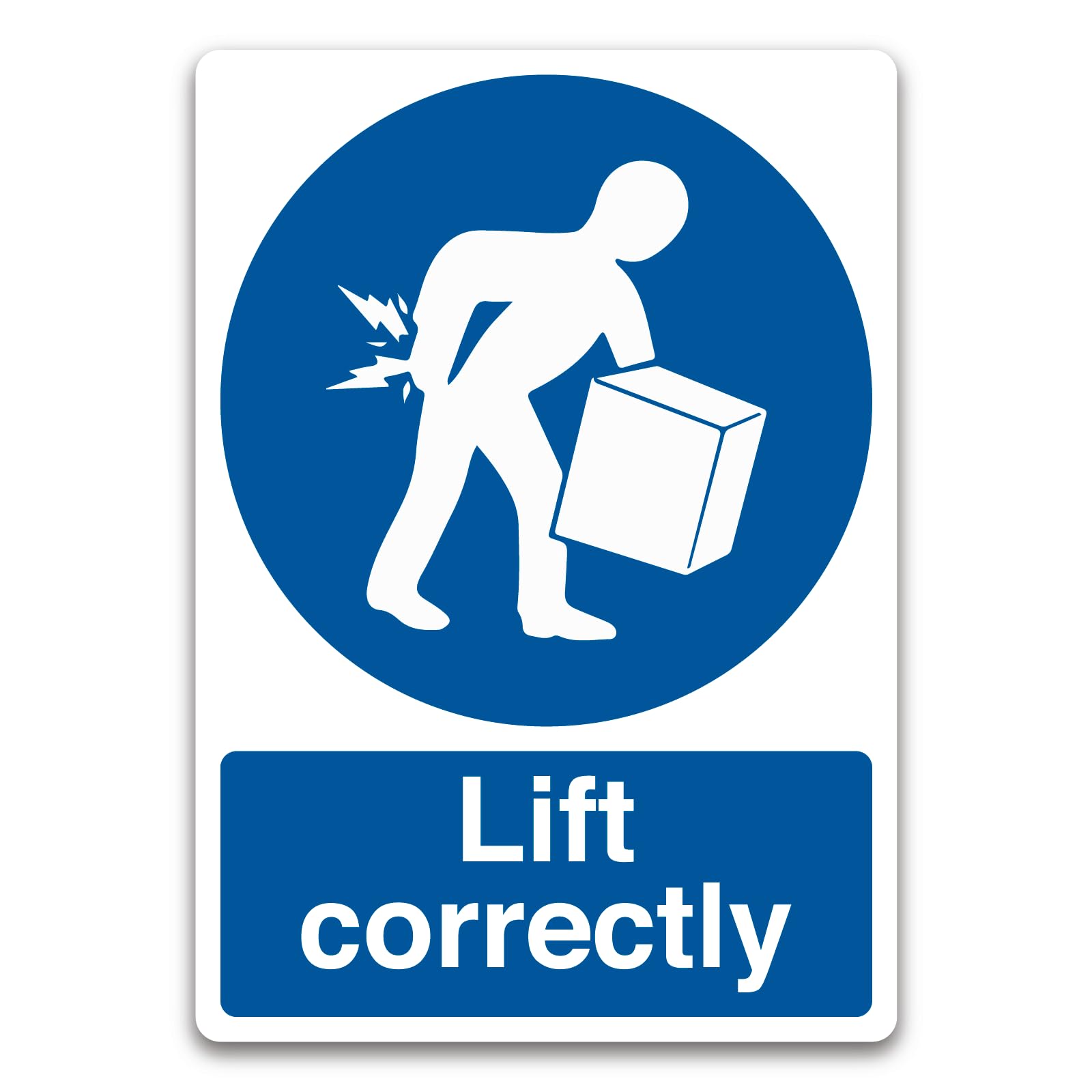 Lift Correctly Mandatory Safety Sign, Metal Tin Sign 12x8inch