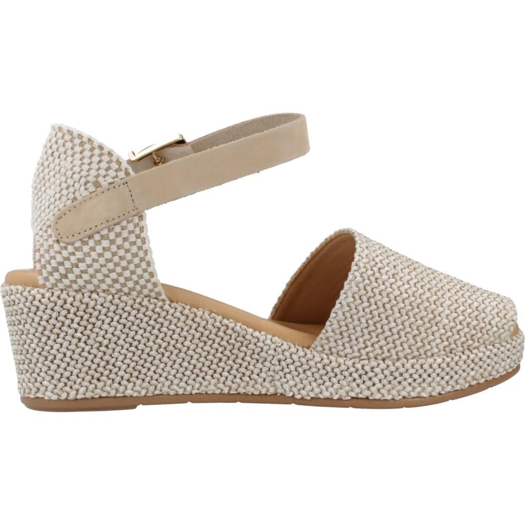 Pitillos - Sandalias de Mujer Pitillos 11260 | Cuña Media con Diseño Trenzado | Color Natural - Textil