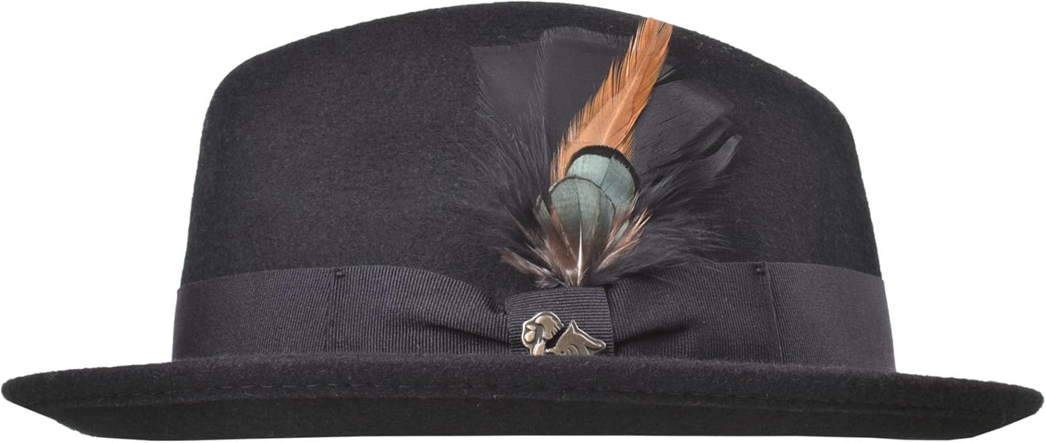 Bigalli Roma Stingy Trilby Hat Wool Felt Fedora for Men Crushable Teardrop Matching Grosgrain Ribbon