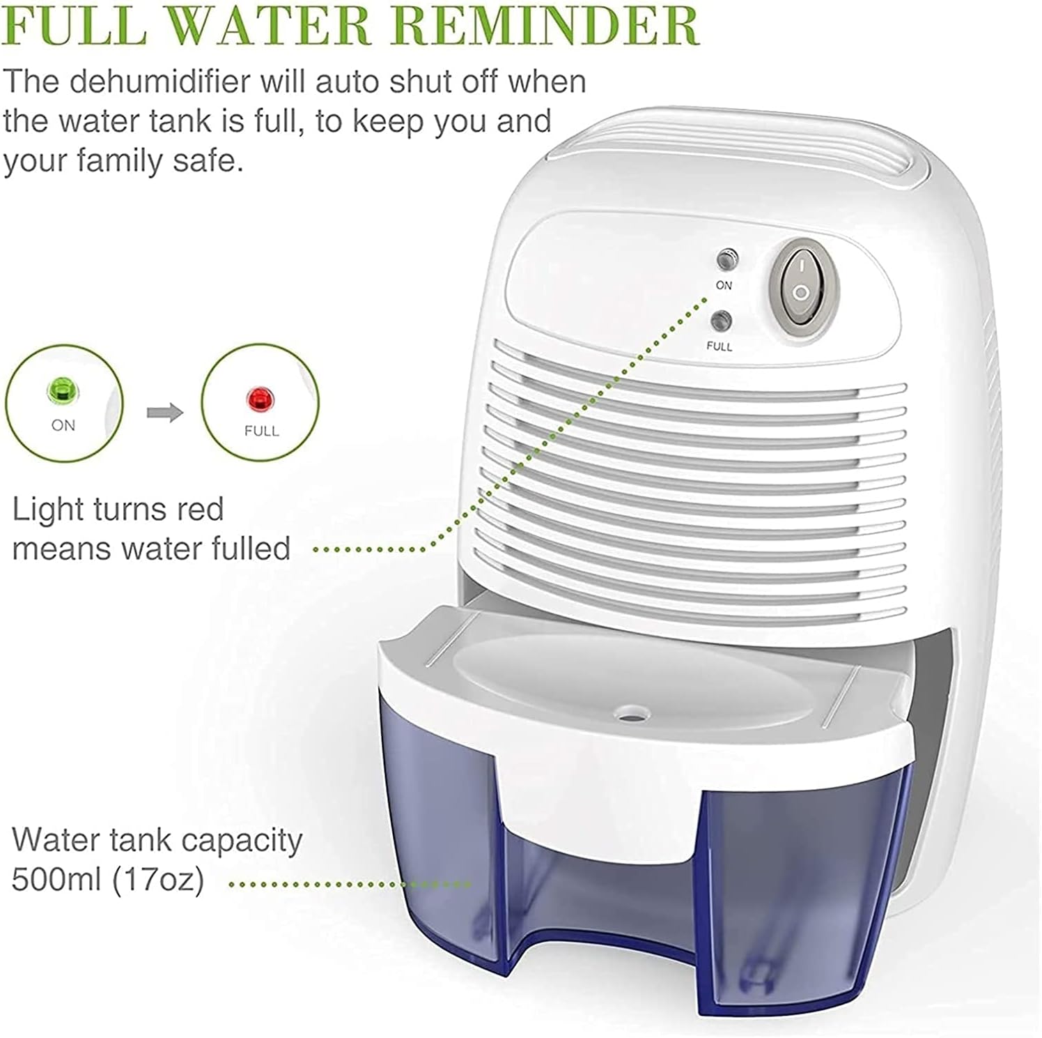 Small Electric Dehumidifier 1200 Cubic Feet (215 sq ft) Portable Mini Dehumidifier Quiet Use for High Humidity in Home Bathroom Bedroom Kitchen Basements Wardrobe Closet Office RV