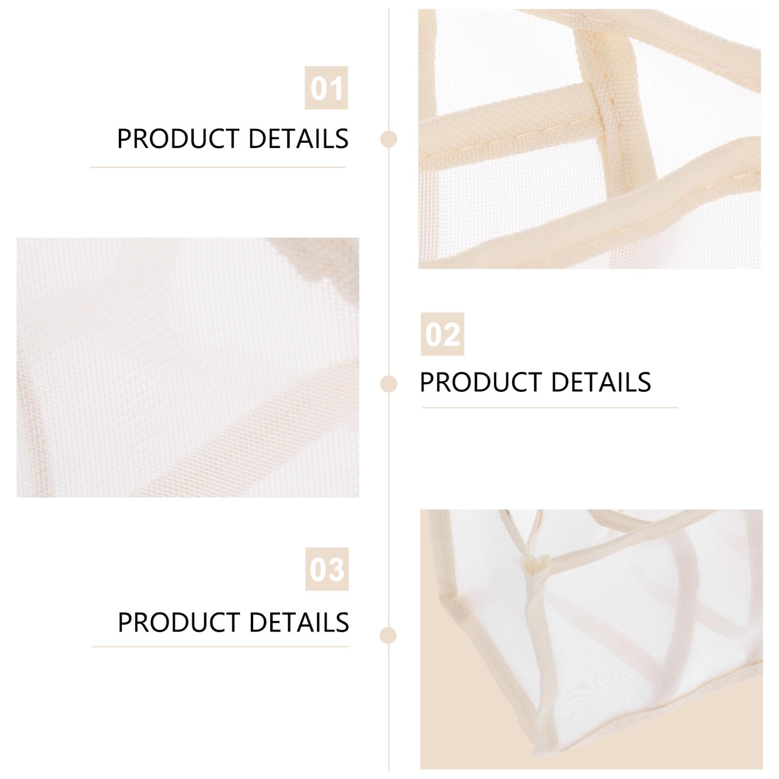Boîte de Rangement Compartimentée 32x12x12 Cm en Maille Renforcée Beige, Organiseurs Pratiques, pour Chambre et Dressing, 7 Compartiments