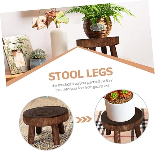 Miniatura 4 de OSALADI Taburete redondo pequeño para macetas para plantas de interior, soporte para plantas suculentas, soporte para bonsái, soporte para