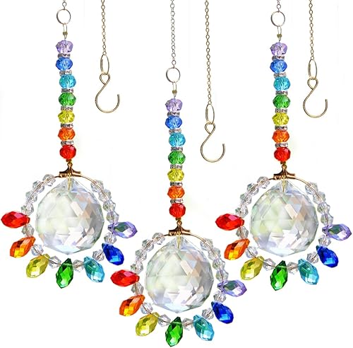 Atrapasoles de cristal colgantes para ventanas, 3 atrapasoles de sol arcoíris para ventanas interiores, atrapa el sol de ventana con cristales de disponible en Yaxa Peru