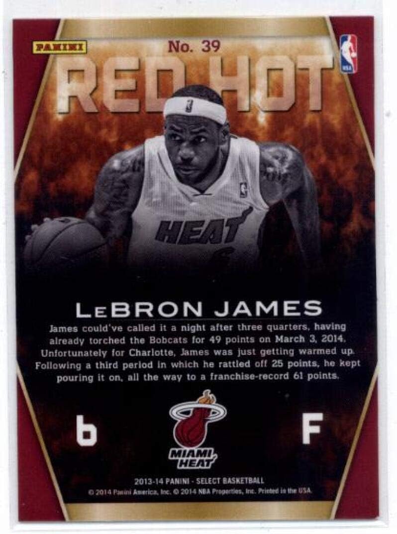 2013-14 Panini Select Red Hot #39 LeBron James Miami Heat NBA Basketball Card NM-MT