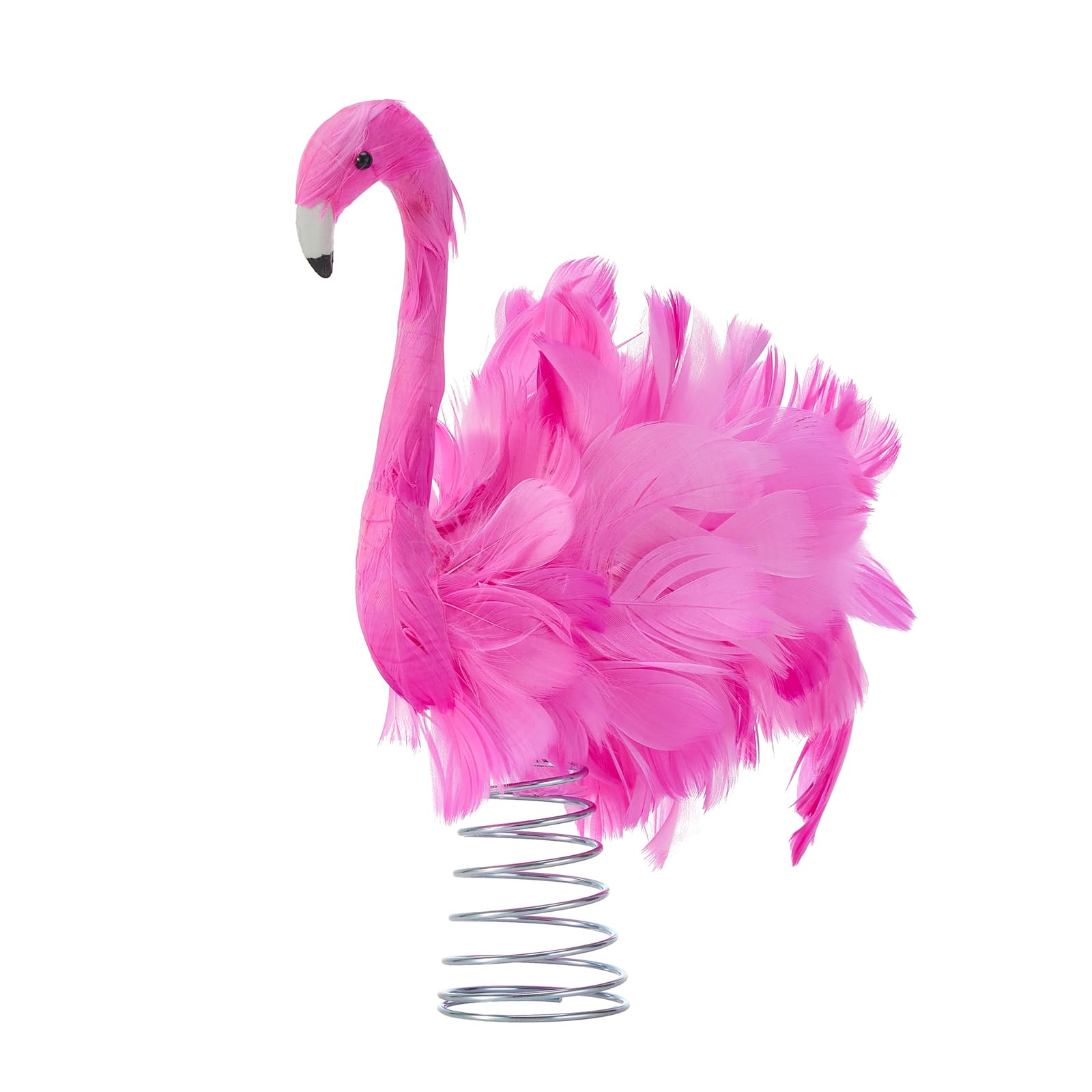 Flamingo Christmas Tree Topper Artificial Feather Flamingo Decoration Pink Fluffy Artificial Feathers Christmas Home Holiday Ornament (Pink, 9.8'' * 9.1'' * 5'')