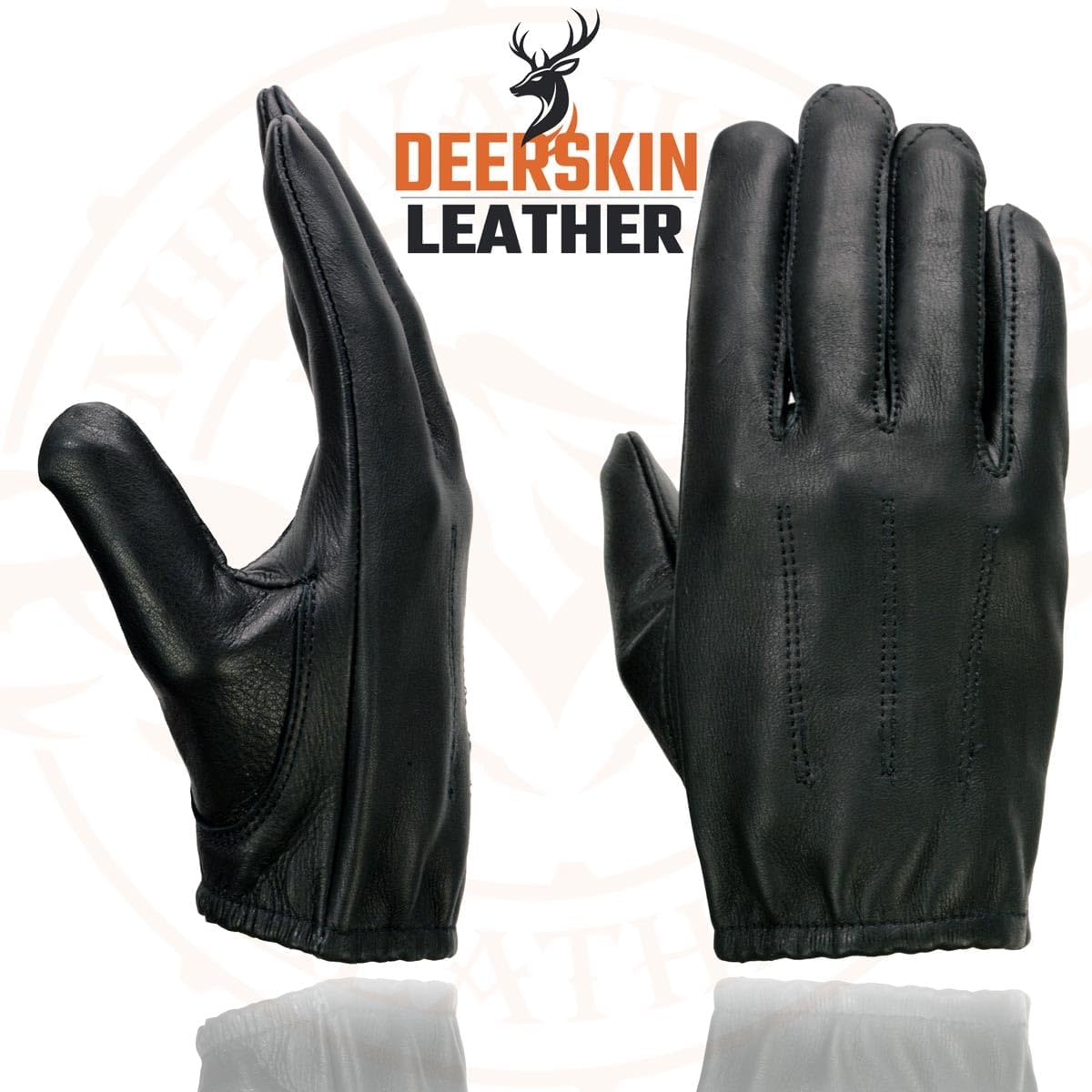 Milwaukee Leather SH887 Men's USA Deerskin Black Leather Unlined Lightweight Motorcycle Riders Gloves - Image 3