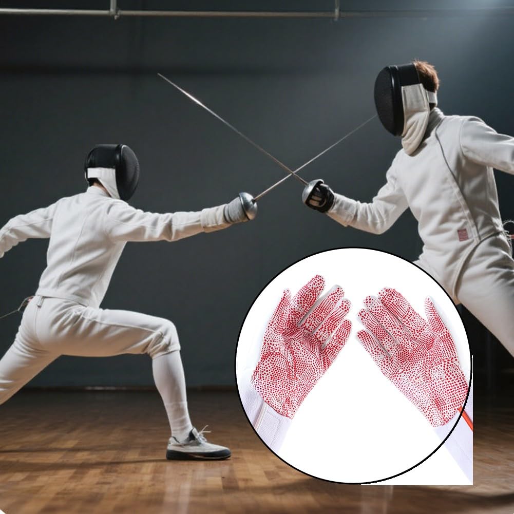 DAZZLEEX Guantes de valla antideslizantes para lámina y espada fabricados con mezcla de algodón de nailon transpirable, costuras reforzadas y protección parcial de la palma para mayor durabilidad