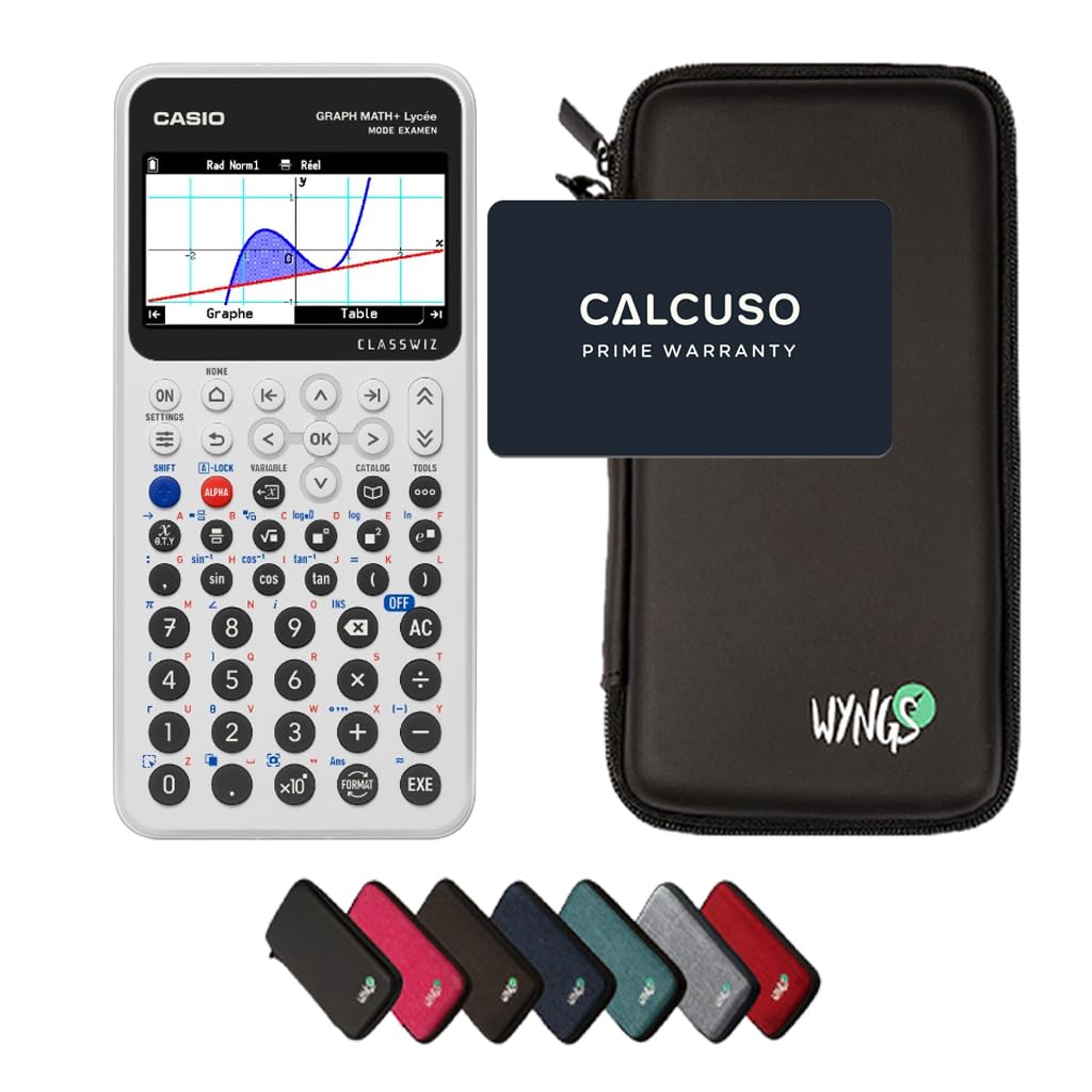 Casio Graph Math+ including a WYNGS protective case in Black - Basic Set (French)