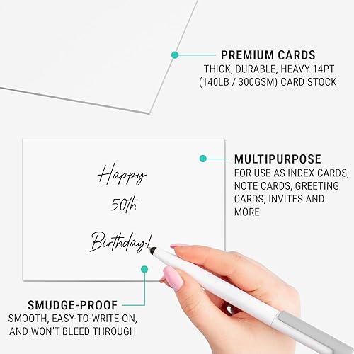 Miniatura 3 de 321Done Tarjetas blancas pequeñas de 3.5 x 5 pulgadas (juego de 50)  Tarjeta blanca gruesa, pesada y lisa para escribir, sellar, dibujar  Haz tu