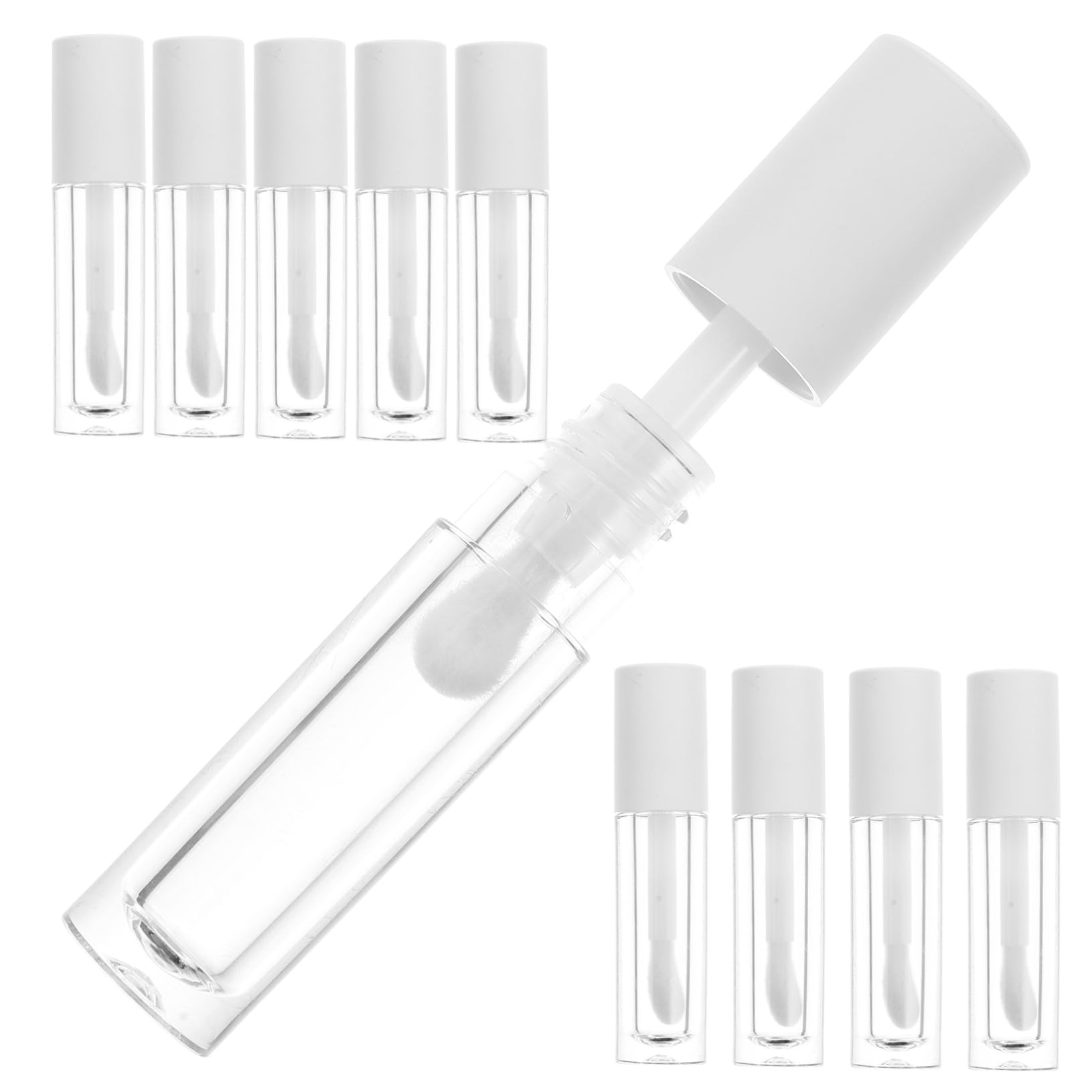 10 Piezas Botellas de Brillo Labial Transparente de Tubos Redondos de Color Claro para Bálsamo Labial para Rellenar