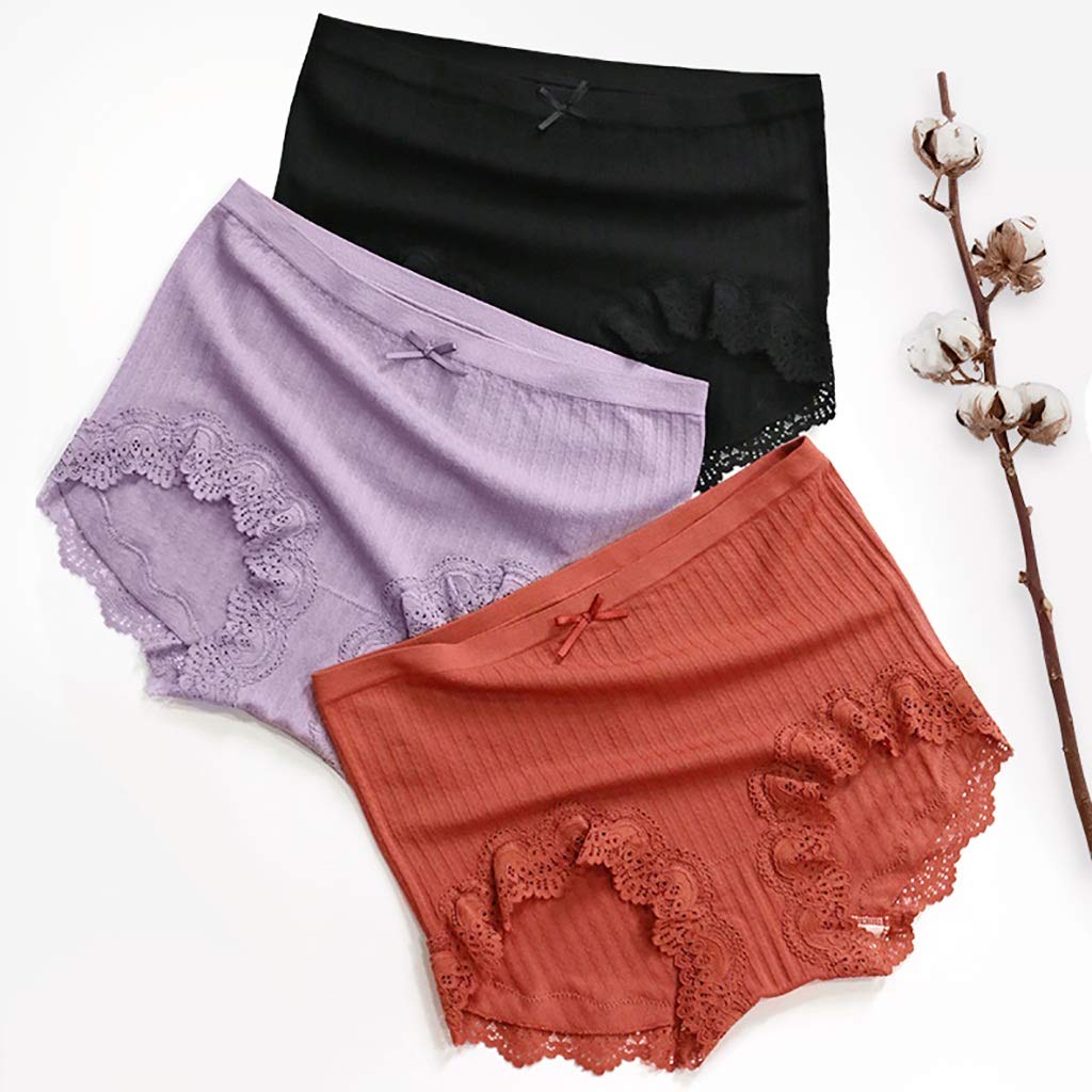 Bikinis Taillenslips 3er Pack Damen Slips Maxi Damen Hipster Mid Rise Slips 100% Baumwolle Full Comfort Fit Unterwäsche Baumwolle High Leg Brief, 5 Stil (Color : C)