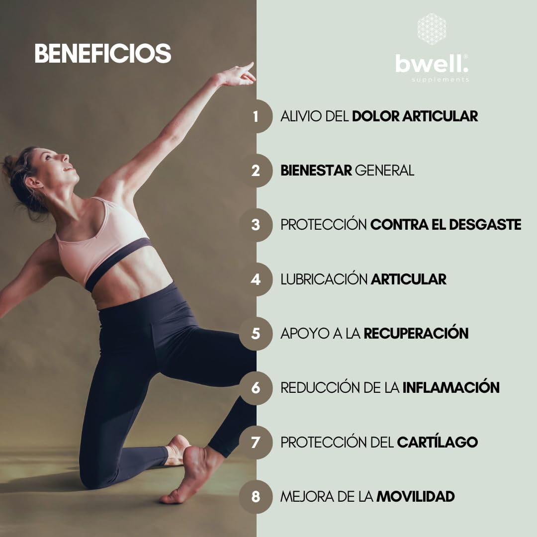 Colageno Hidrolizado Puro con Vitamina C MSM Minerales para Articulaciones Piel Cabello 90 Capsulas con Herpagofito y Boswelia Sin Gluten Ni Lactosa UC - II ® | BWELL SUPPLEMENTS