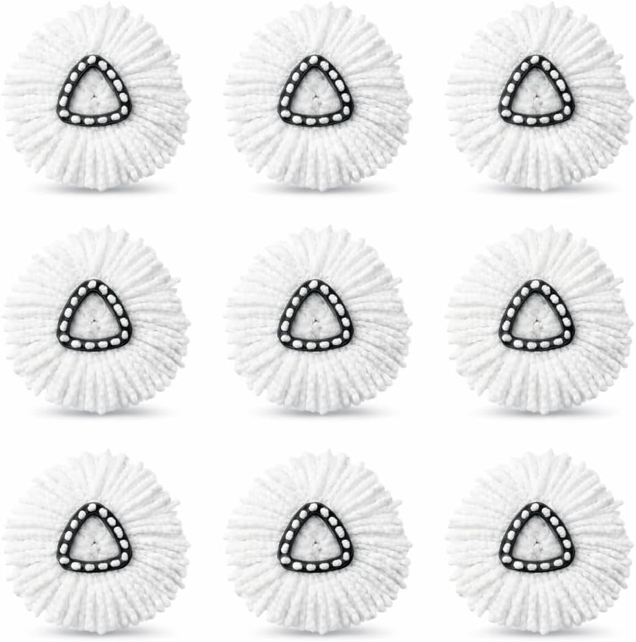 Easy Wring Mop Head Replacement Compatible with O-Cedar EasyWring Spin Mop System, Microfiber Spin Mop Refills for Deep Cleaning, 9 Pack