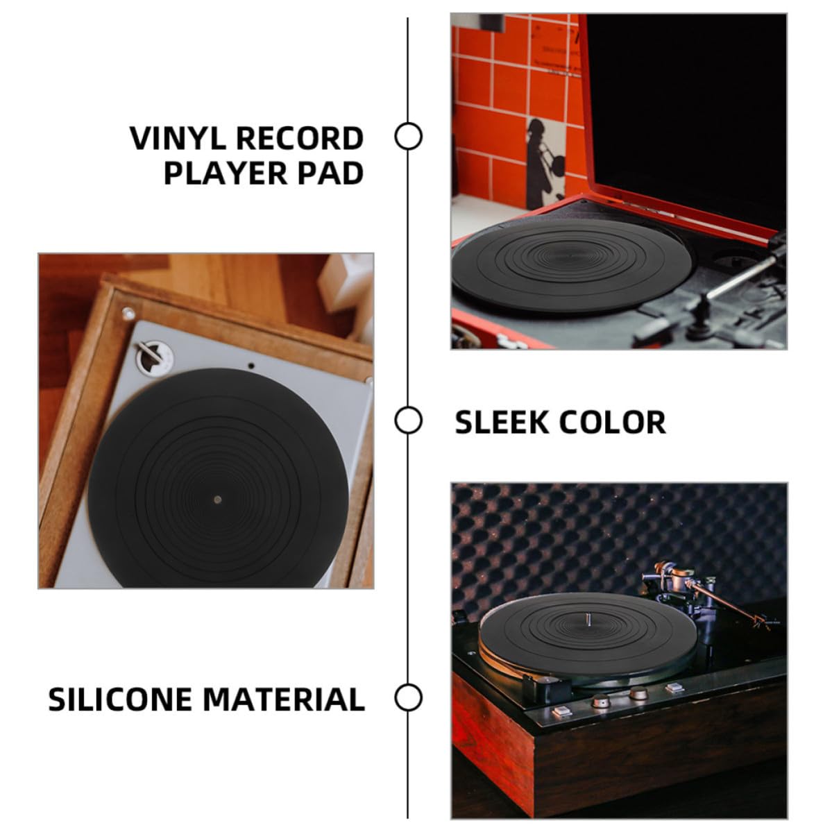 SEWACC Alfombrillas de Silicona Antielectrostáticas Mantienen Limpio y Estable el Plato Giratorio 2 Piezas Negras, Suaves y Seguras para Discos para Tocadiscos de Vinilo