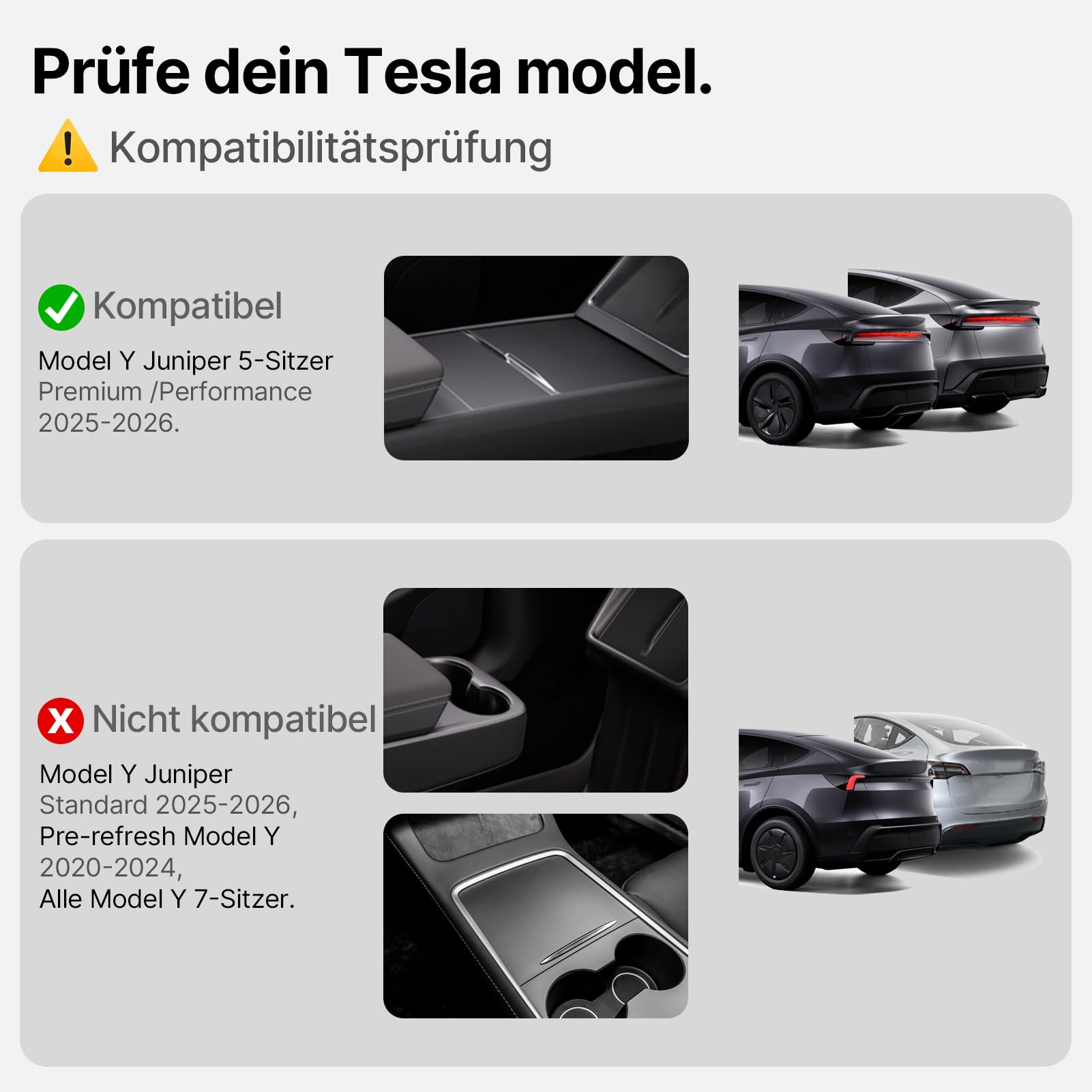 6-TLG Fußmatten für Tesla Model Y Juniper 2025 2026 mit Alu-Fußstütze – TPE Spritzguss Gummimatten Set inkl. Kofferraumwanne & Frunk, Allwetter Zubehör