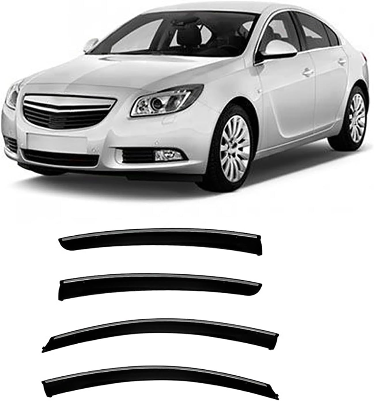 FengXH Window Deflectors for Opel Vauxhall Insignia A MK1-G09 2008-2016 - 4pc Smoke Tint, Waterproof, Noise Reducing.