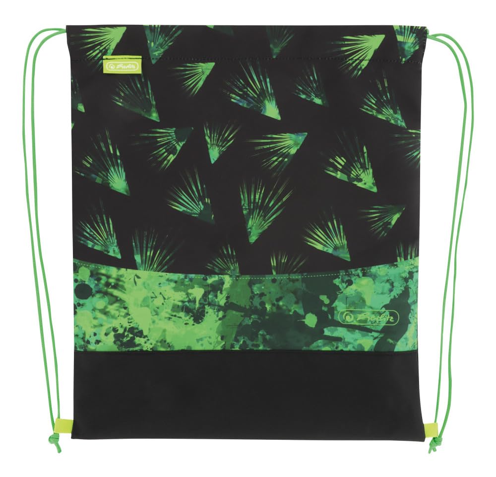 Herlitz Softlight Plus Mochila escolar, Niños, Multicolor, 38 x 28 x 23 cm | Negro y verde, de botellas de PET recicladas, 1ª clase primaria, 18 l, Panther