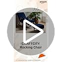 Image of CRAFTCITY Rocking Chair |Sheesham Wood Elegant Rocking Chair with Pillow and Matching Foot Stool and Pre assembeled (Blue)
