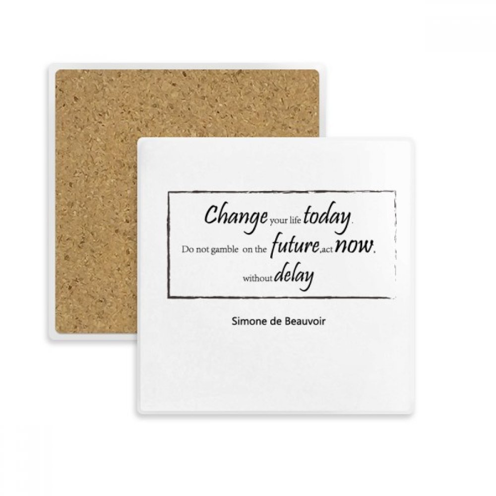 Coaster tasse porte de pierre absorbant avec citation inspirante pour bureau et salon